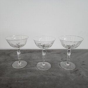 Vintage Etched Cocktail glasses, Elegant Etched Cocktail Glasses, May b Fostoria
